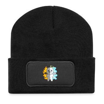 Dog Bichon Frise - Angel and Devil - Recycled Patch Beanie - black - Front