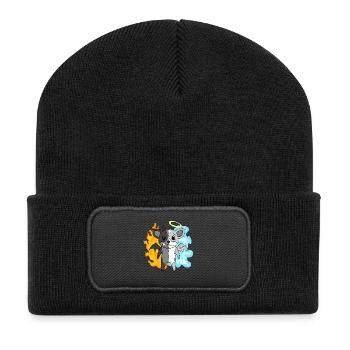 Dog Terrier - Angel and Devil - Recycled Patch Beanie - black - Front