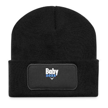 Baby 2022 - Geburt Schwanger 2022 - Recycelte Patch Beanie - Schwarz - Vorne