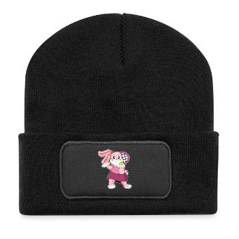 Hase Tennis Tennisschläger - Recycelte Patch Beanie - Schwarz - Vorne
