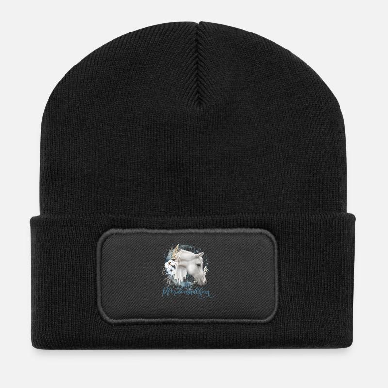Pferdemädchen Pferde Geschenk - Recycelte Patch Beanie - Schwarz