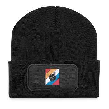 Onion Lover Retro Vegetables Vegan Gift idea - Recycelte Patch Beanie - Schwarz - Vorne