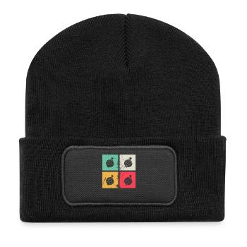 Onion Lover Retro Vegetables Vegan Gift idea - Recycelte Patch Beanie - Schwarz - Vorne