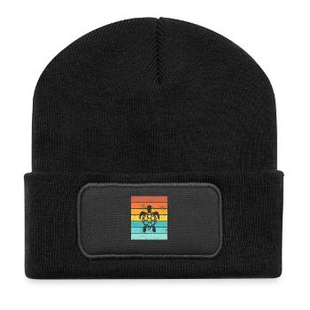 Turtle Retro Animal Sea Reptile Gift idea - Recycelte Patch Beanie - Schwarz - Vorne