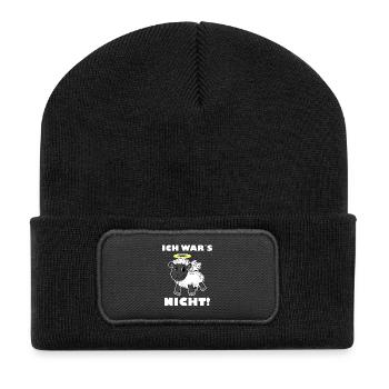 Schaf Engel - ich wars nicht - Recycelte Patch Beanie - Schwarz - Vorne