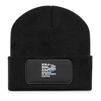 Walross - Recycelte Patch Beanie - Schwarz - Vorne