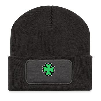 trèfle à quatre feuilles - Beanie recyclé à patch - charbon - Devant