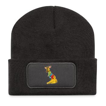 Giraffe Schal - Recycelte Patch Beanie - Dunkelgrau - Vorne