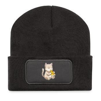 Cat Pizza - Recycled Patch Beanie - dark grey - Front