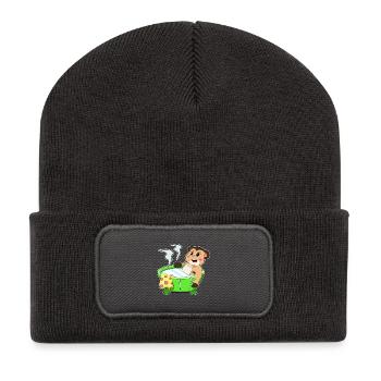 Erdmännchen Baden Badewanne - Recycelte Patch Beanie - Dunkelgrau - Vorne