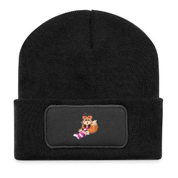 Fox Scarf - Recycled Patch Beanie - black - Front