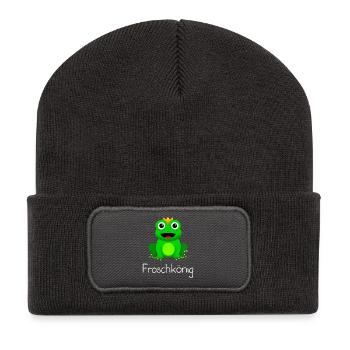 Froschkönig - Recycelte Patch Beanie - Dunkelgrau - Vorne