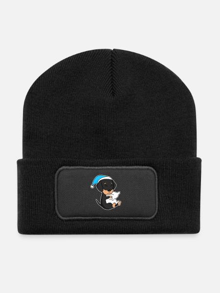 Hund Hunderasse Dackel Dachshund - Recycelte Patch Beanie - Schwarz