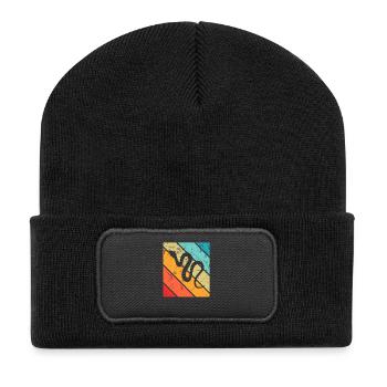 Snake Retro Reptile Python Gift idea - Recycelte Patch Beanie - Schwarz - Vorne