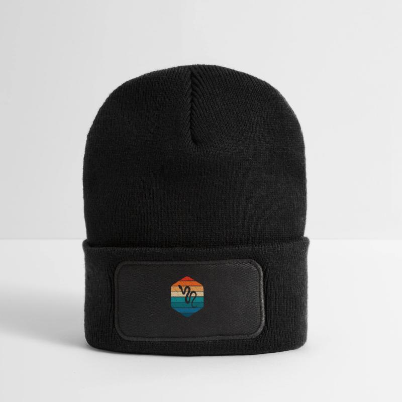 Snake Retro Reptile Python Idée cadeau Beanie recyclé à patch