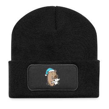Wild Boar Baby Pig - Recycled Patch Beanie - black - Front