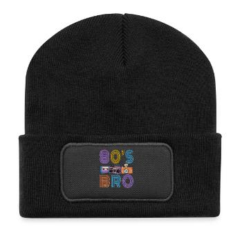80er Jahre Bro Retro Vintage Mixtape Kassettenspieler Cam - Recycelte Patch Beanie - Schwarz - Vorne
