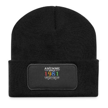1981 - Jahrgang 1981 - Recycelte Patch Beanie - Schwarz - Vorne