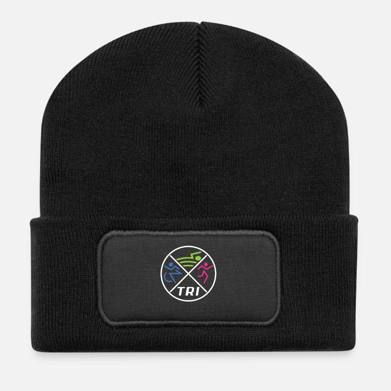 Triathlon féminin - Beanie recyclé à patch - noir