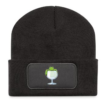 Frosch Weinglas - Recycelte Patch Beanie - Dunkelgrau - Vorne