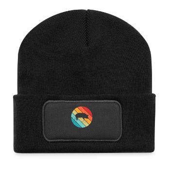 Pig Animal Retro Pet Farm Gift idea - Recycelte Patch Beanie - Schwarz - Vorne