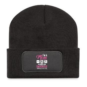 Je suis une mère et une triathlète - Beanie recyclé à patch - charbon - Devant
