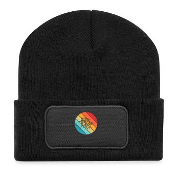 Olive food oil Retro Vegetarian Gift idea - Recycelte Patch Beanie - Schwarz - Vorne
