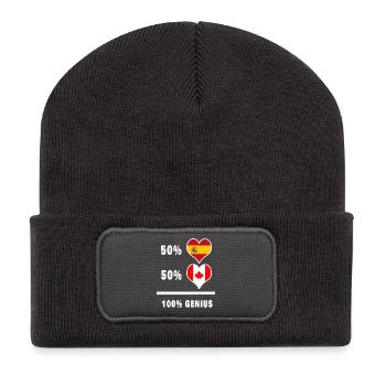 Génie / cadeau du Canada et de l’Espagne - Beanie recyclé à patch - charbon - Devant