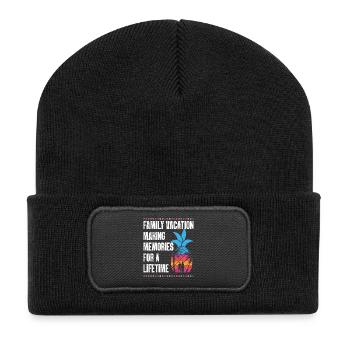 Family Vacation Making Memories Lifetime - Recycelte Patch Beanie - Schwarz - Vorne