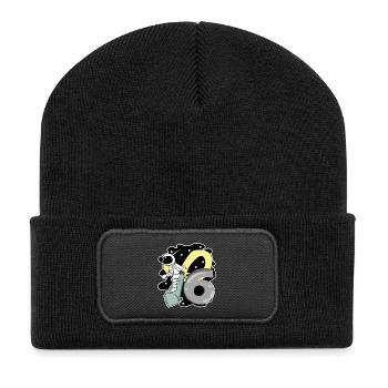 Garçon de 6 ans - cadeau de 6ème anniversaire - Beanie recyclé à patch - noir - Devant