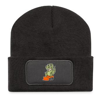 Dino Chantier de construction Motif pour enfants - Beanie recyclé à patch - charbon - Devant