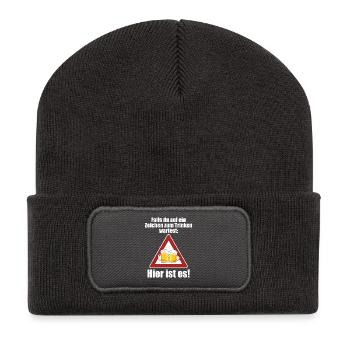 Zeichen Zum Trinken Saufshirt Mallorca Saufen Bier - Recycelte Patch Beanie - Dunkelgrau - Vorne