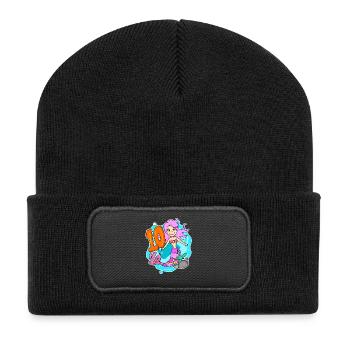 Mädchen 10 Jahre alt 10. Geburtstag Meerjungfrau - Recycelte Patch Beanie - Schwarz - Vorne