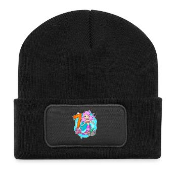 Girl 7 years old 7th birthday mermaid - Recycled Patch Beanie - black - Front
