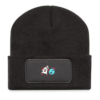 Quille à boule de bowling - Beanie recyclé à patch - charbon - Devant