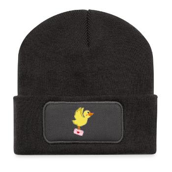 Ente Briefträger Brief - Recycelte Patch Beanie - Dunkelgrau - Vorne