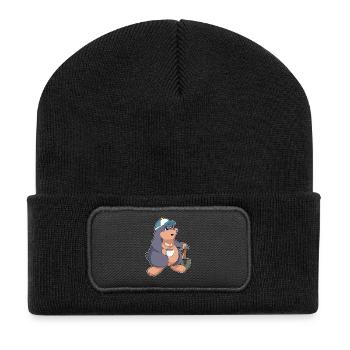 Maulwurf Bergarbeiter Schaufel Bergbau - Recycelte Patch Beanie - Schwarz - Vorne