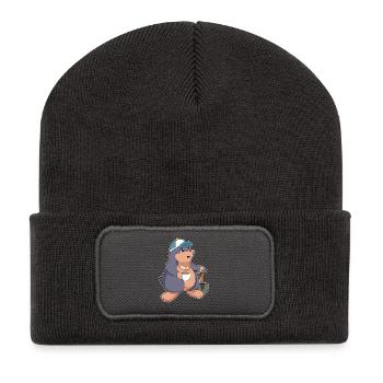 Maulwurf Bergarbeiter Schaufel Bergbau - Recycelte Patch Beanie - Dunkelgrau - Vorne