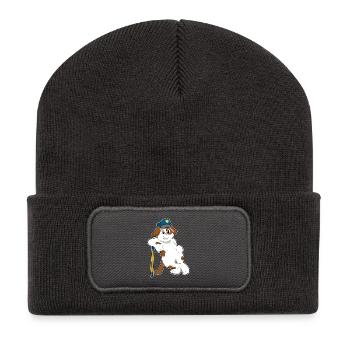 Dog Policeman Police Cap Police - Recycled Patch Beanie - dark grey - Front