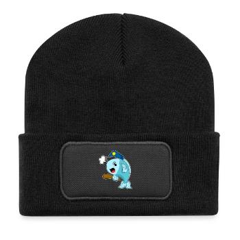 Fish Policeman Baton Police - Recycled Patch Beanie - black - Front