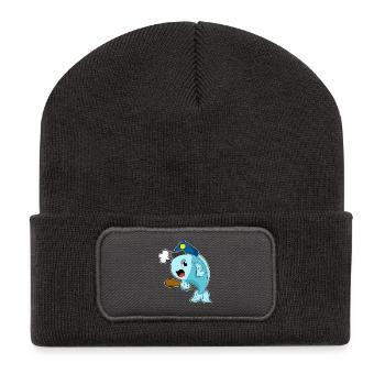 Fish Policeman Baton Police - Recycled Patch Beanie - dark grey - Front
