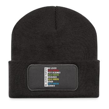 Jeux vidéos ma journée parfaite - Beanie recyclé à patch - charbon - Devant