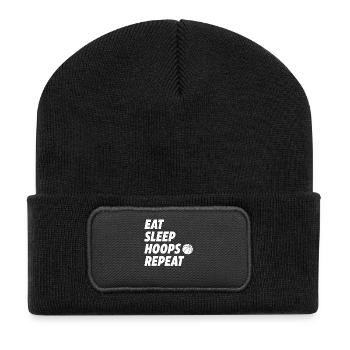 Mangez des cerceaux de sommeil Répéter le basket-ball - Beanie recyclé à patch - noir - Devant