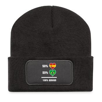 Brasilien und Spanien Genie / Geschenk - Recycelte Patch Beanie - Dunkelgrau - Vorne