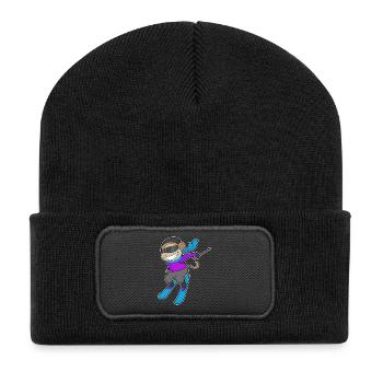 Monkey Skier Skier Skier - Recycled Patch Beanie - black - Front