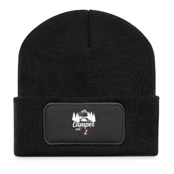 Campeur avec cœur et pattes camping pour chiens - Beanie recyclé à patch - noir - Devant