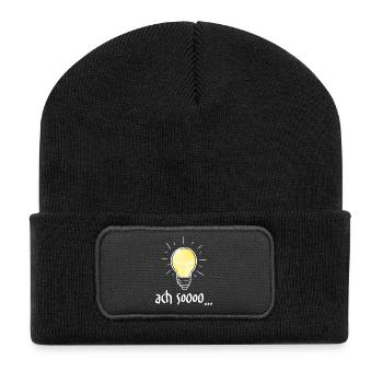 Ach Soooo... - Recycelte Patch Beanie - Schwarz - Vorne