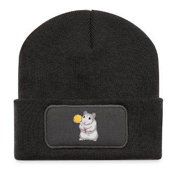 Sucettes de hamster - Beanie recyclé à patch - charbon - Devant