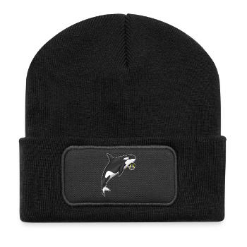 Schwertwal Handballspieler Handball - Recycelte Patch Beanie - Schwarz - Vorne