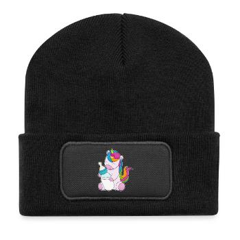 Lait licorne pour biberon - Beanie recyclé à patch - noir - Devant